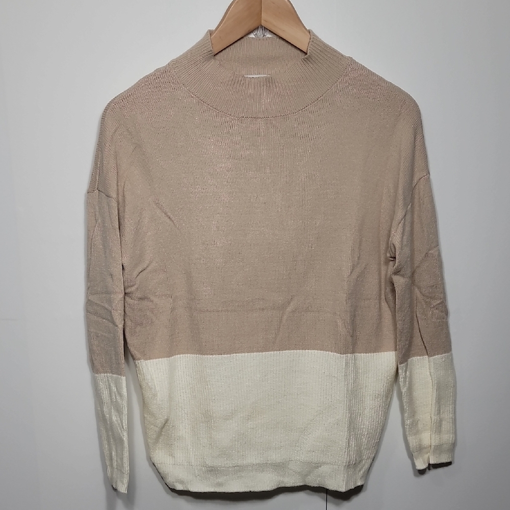 Poof Chic Tan and Cream Sweater